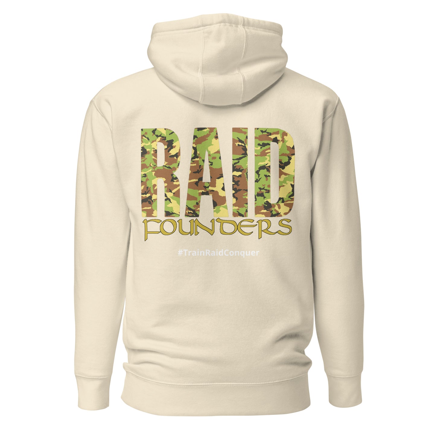 Raid Founders bone colour, dpm logo hoodie back view
