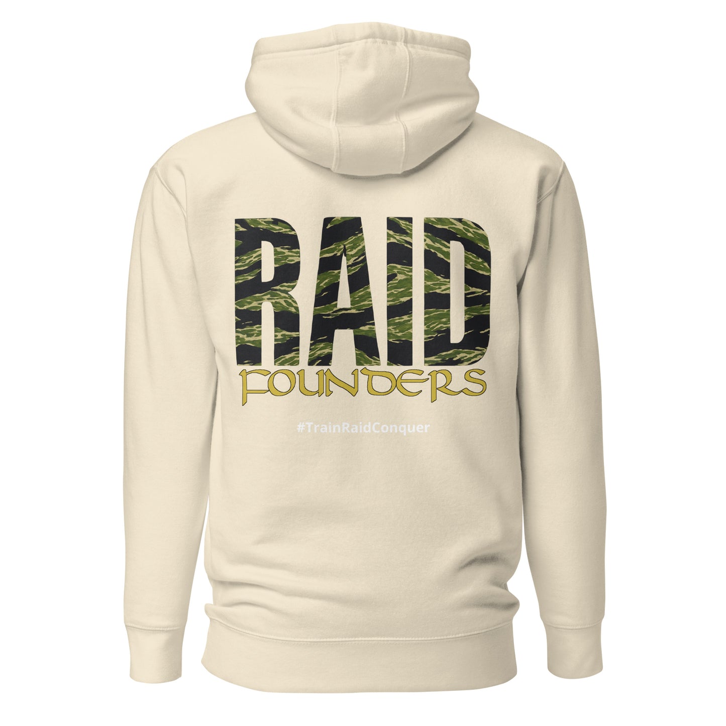 Raid Founders Tiger Hoodie in military bone, back view