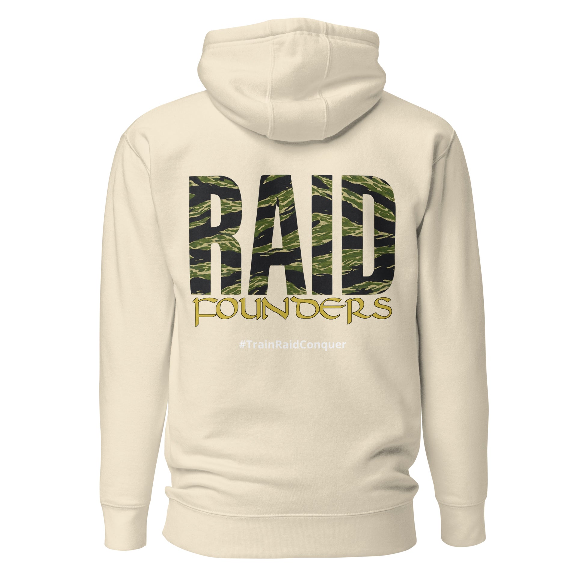 Raid Founders Tiger Hoodie in military bone, back view