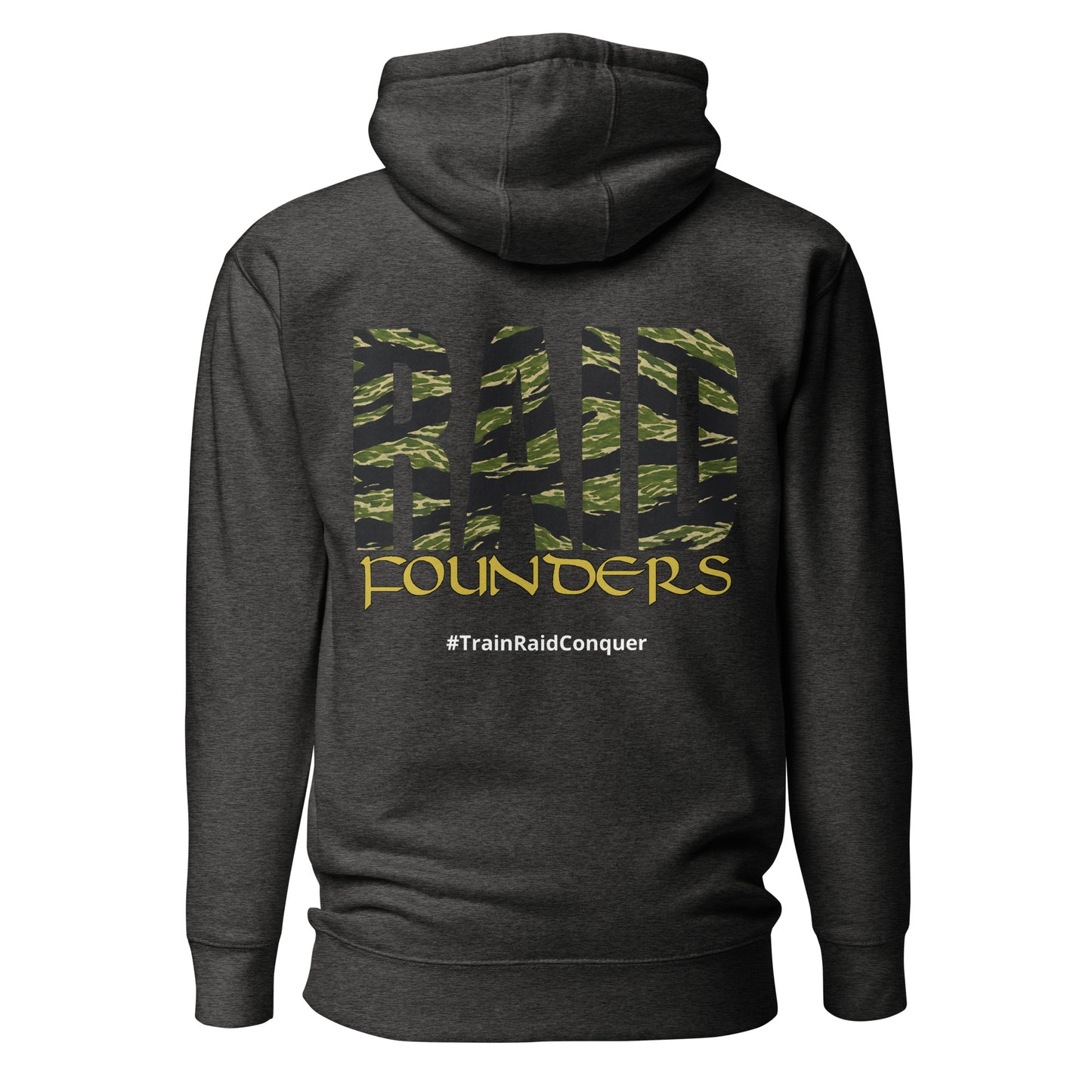 Raid Founders Tiger Hoodie in dark grey, back view