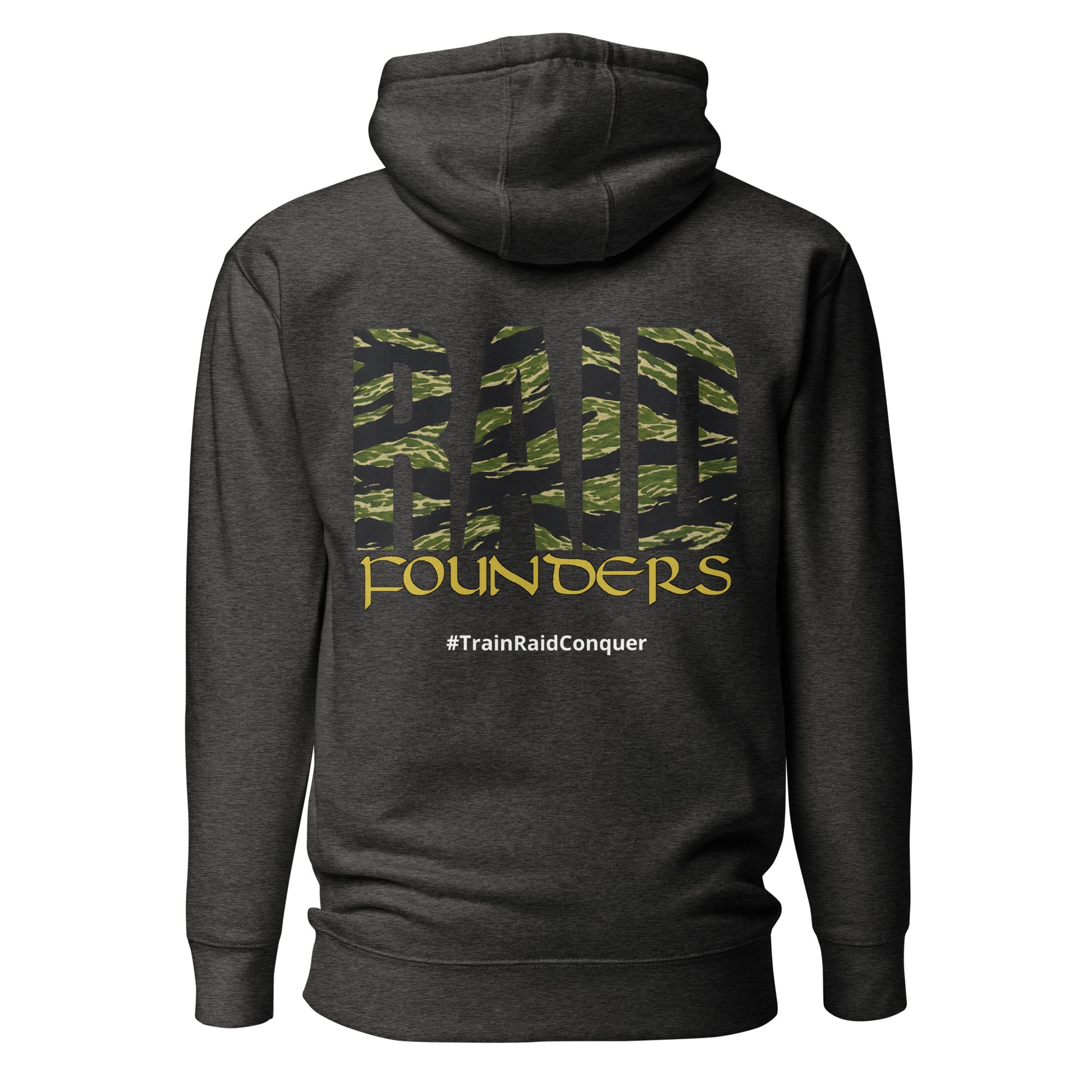 Raid Founders Tiger Hoodie in dark grey, back view