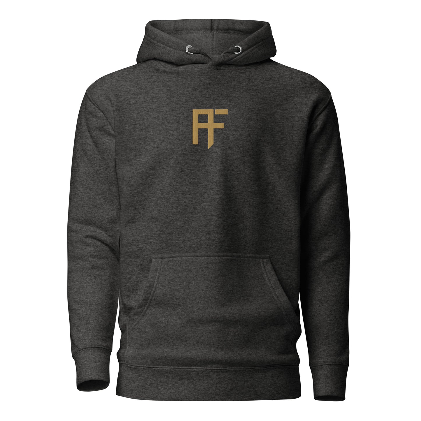 INSIGNIA GOLD HOODIE - Yggdrasil front view - Dark Heather