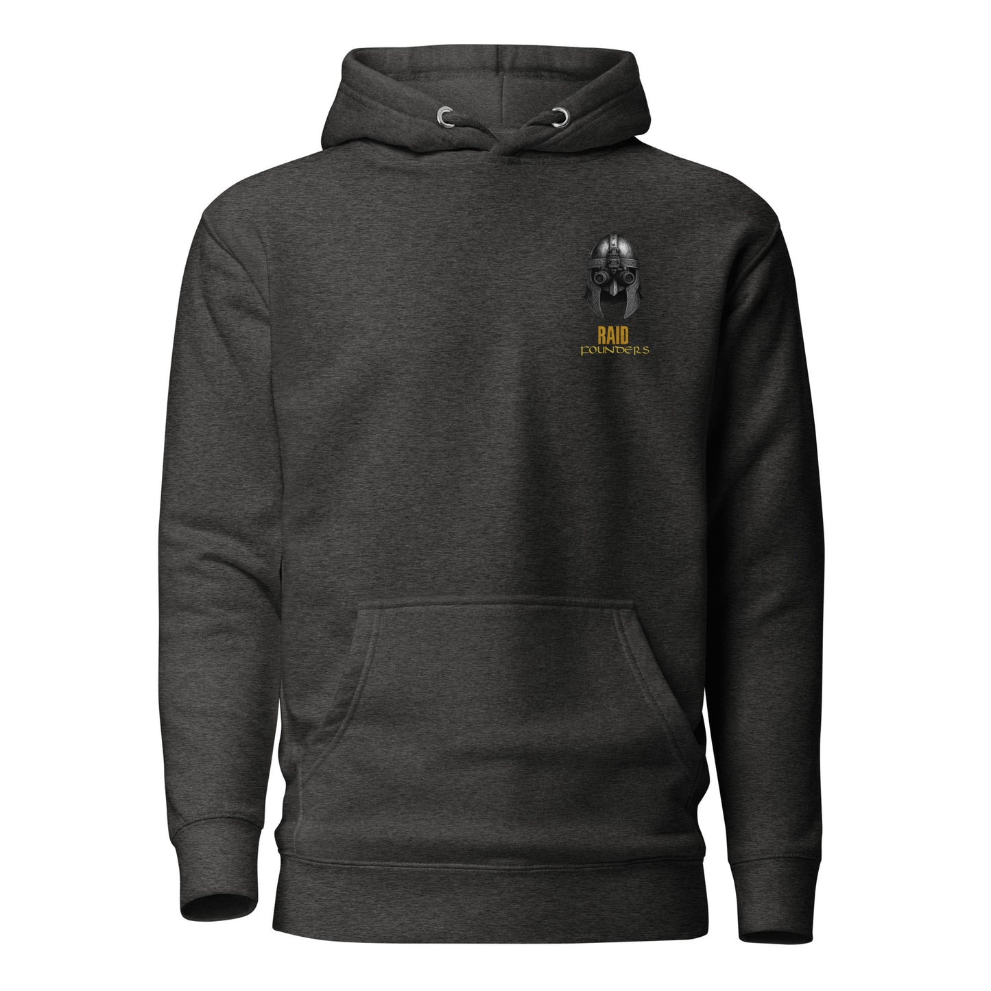 Raid Founders - NVG Hoodie in Charcoal Heather, front view