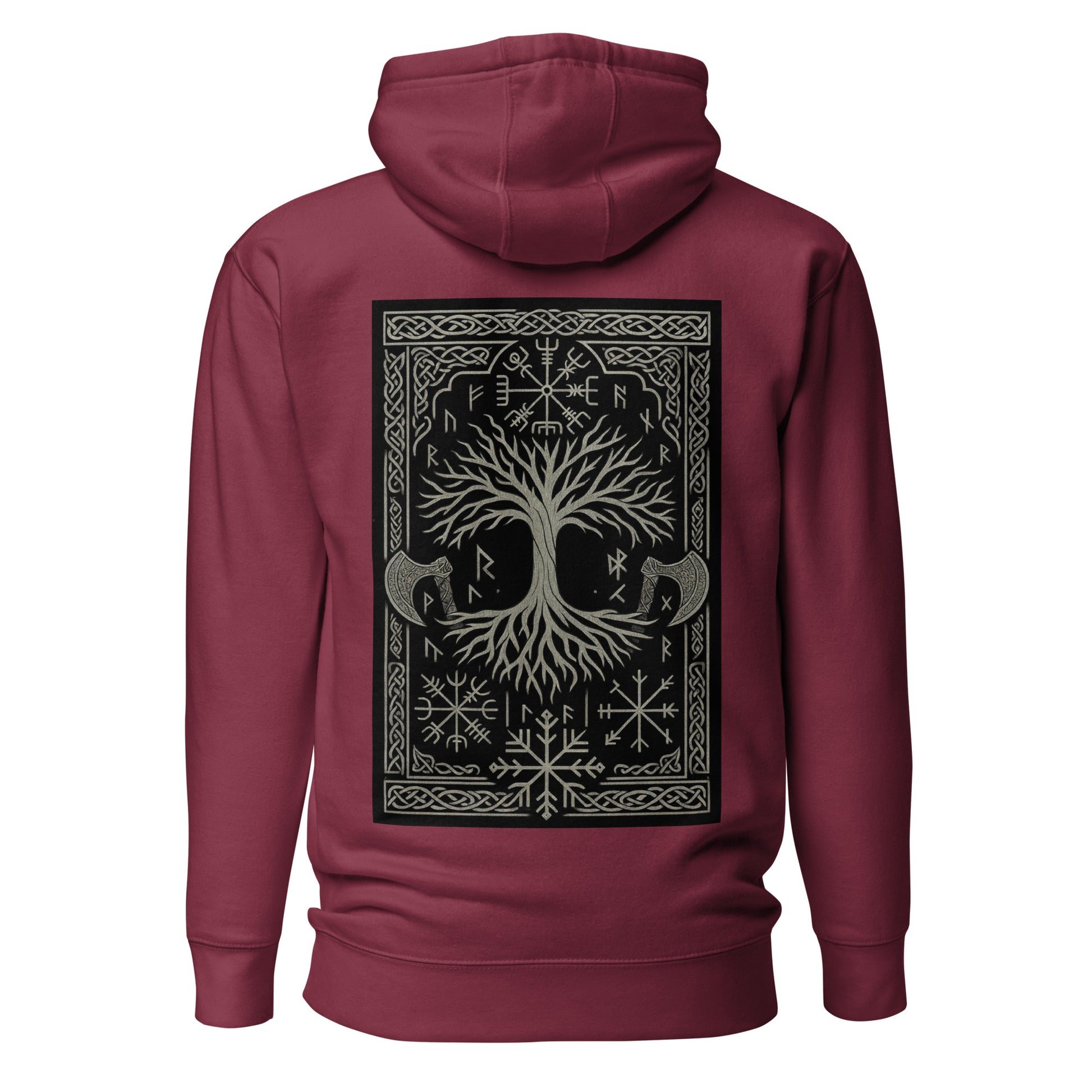 Raid Founders - Warrior Hoodie in maroon, back view