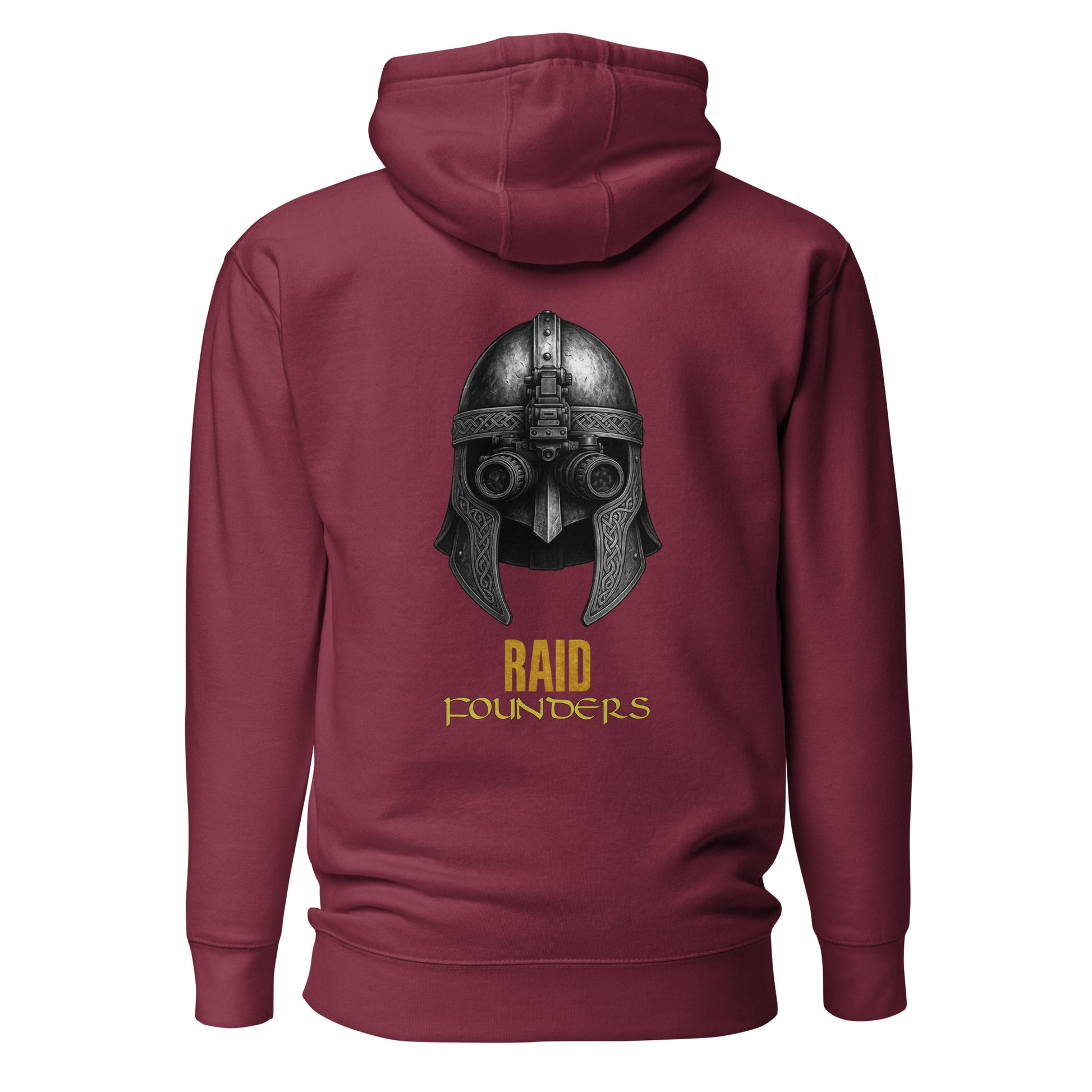 Raid Founders - NVG Hoodie in Maroon, back view