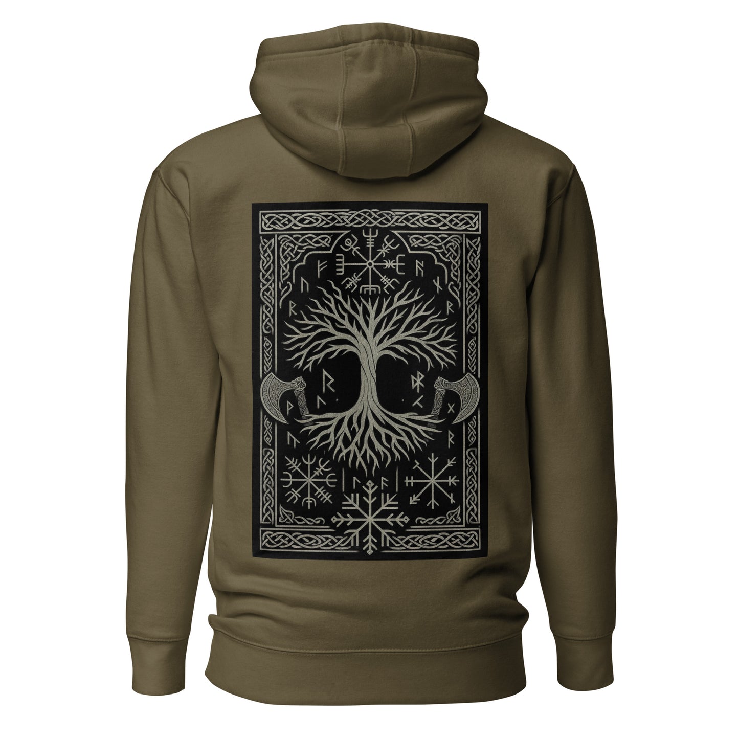 Raid Founders - Warrior Hoodie in military green, back view