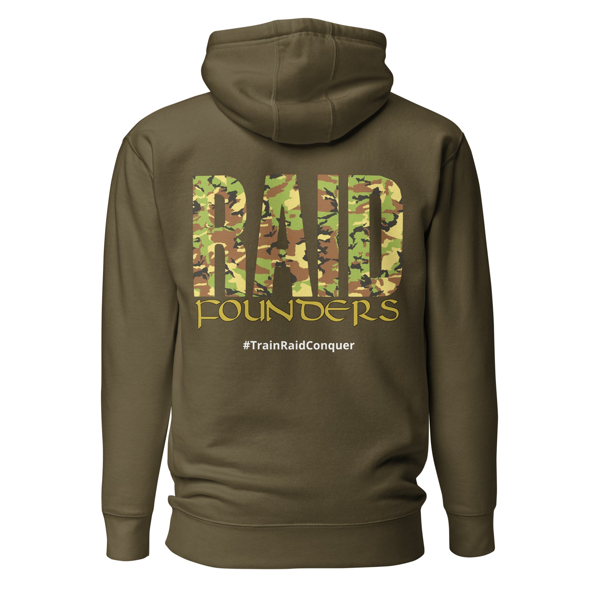 Raid Founders military green dpm logo hoodie back view