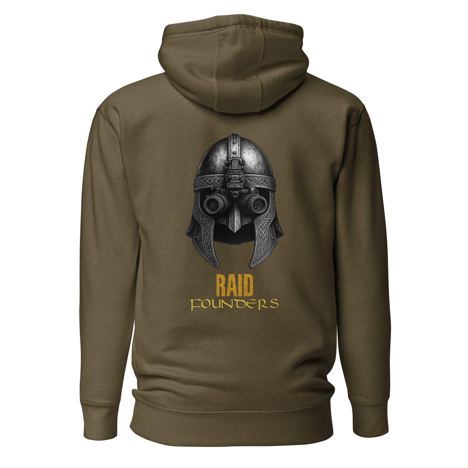 Raid Founders - NVG Hoodie in Military Green, back view