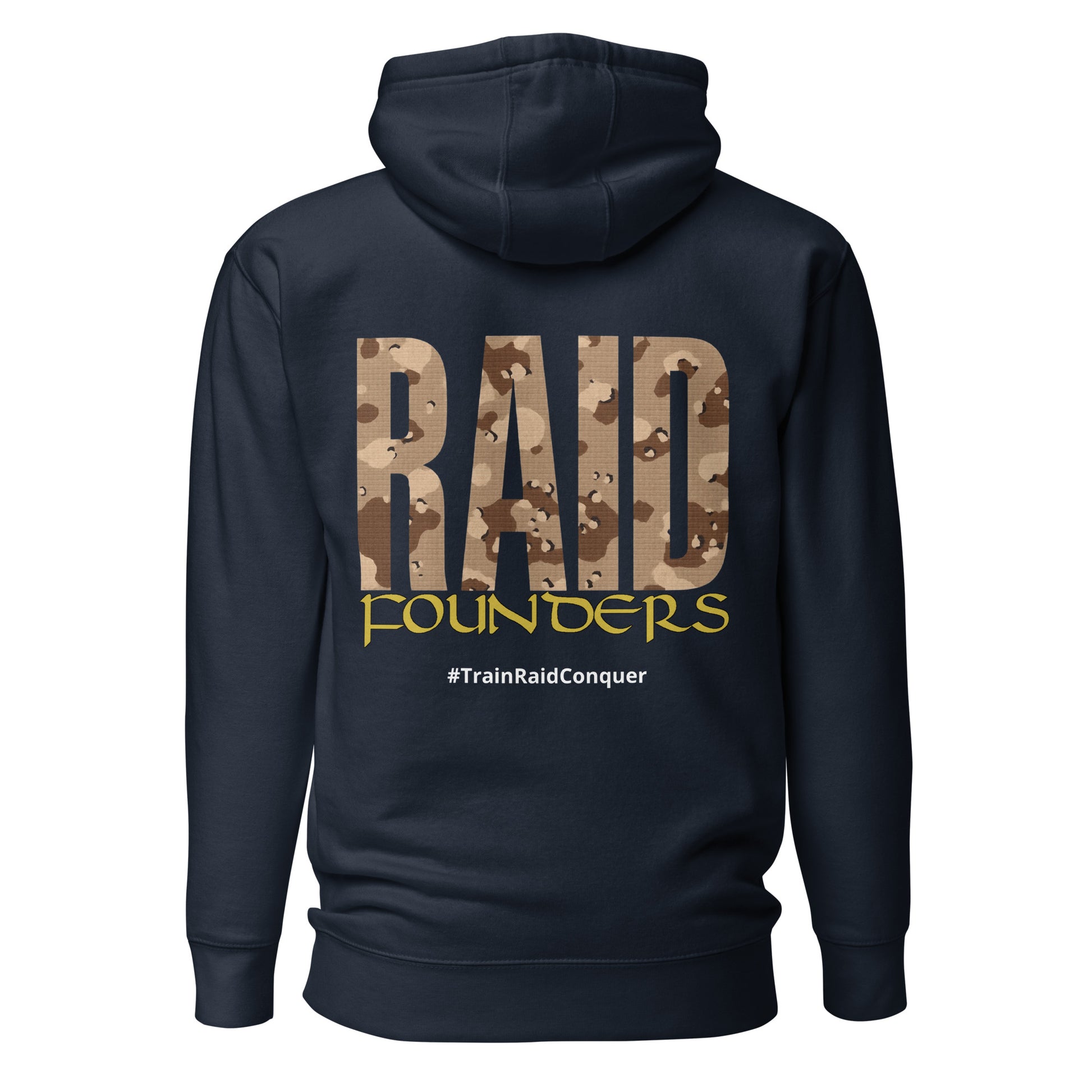 INSIGNIA HOODIE Cookies and Cream design back view - navy