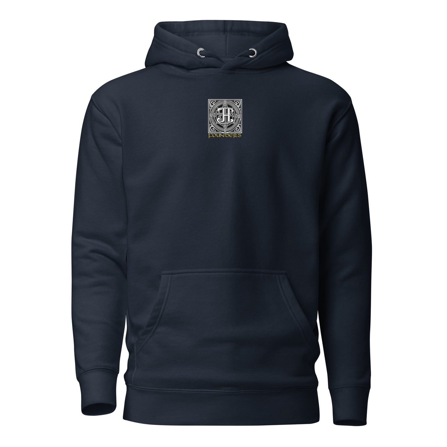 Raid Founders - Warrior Hoodie in navy, front view