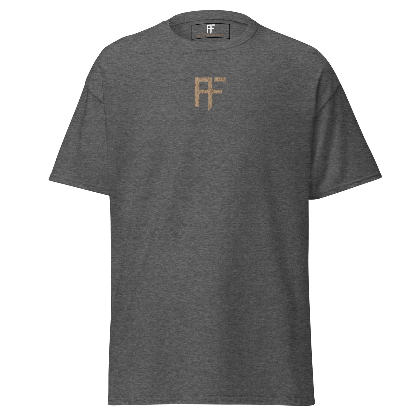 Raid Founders dark heather colour, desert rain, tee shirt, front view