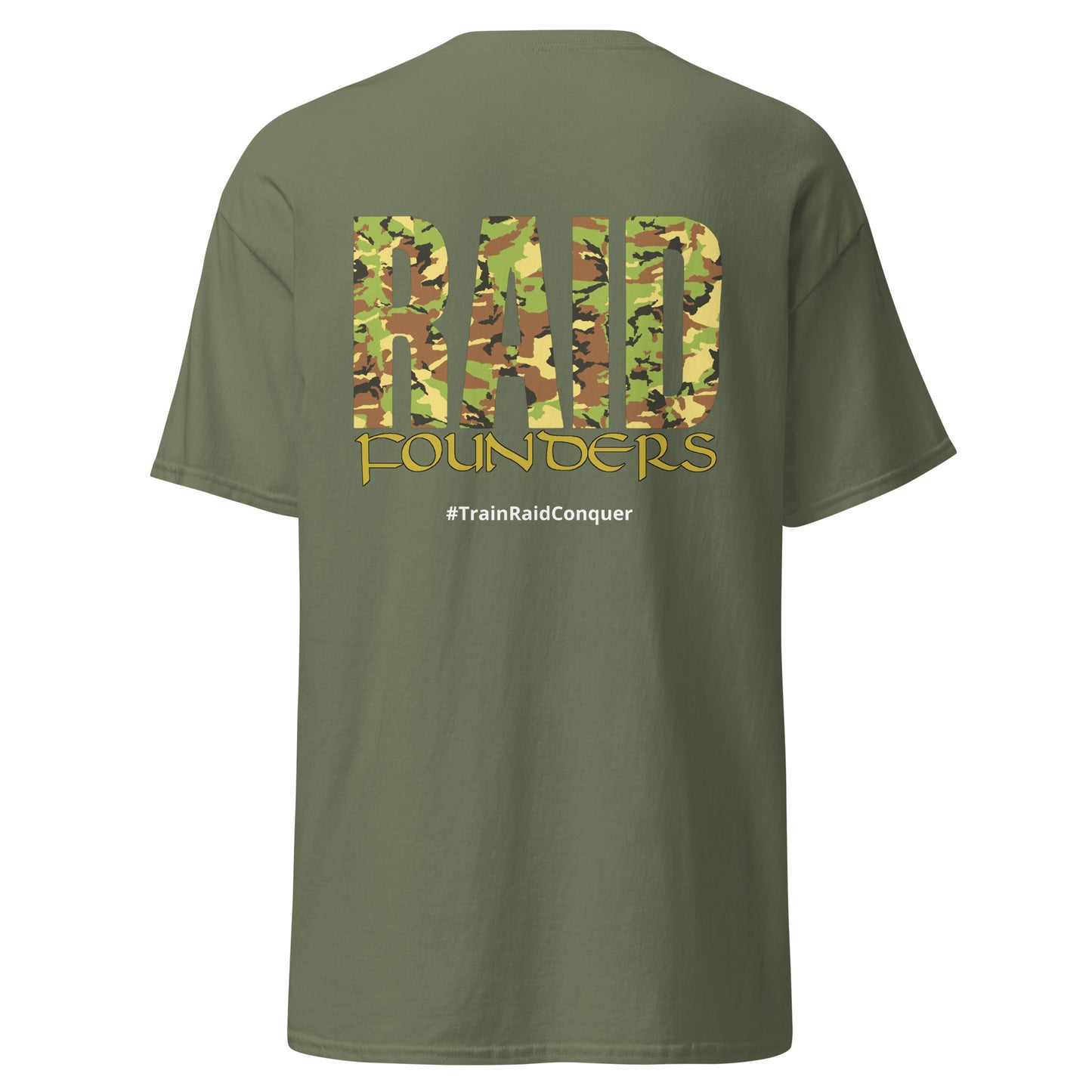 Raid Founders DPM T shirt, military green colour, back view