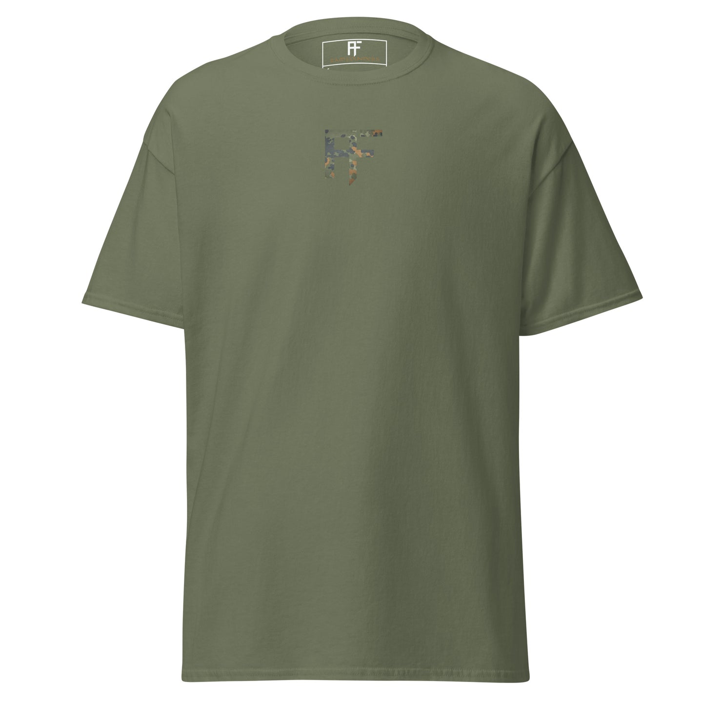 Raid Founders T SHIRT, RF Flectarn logo, military green colour,  front view