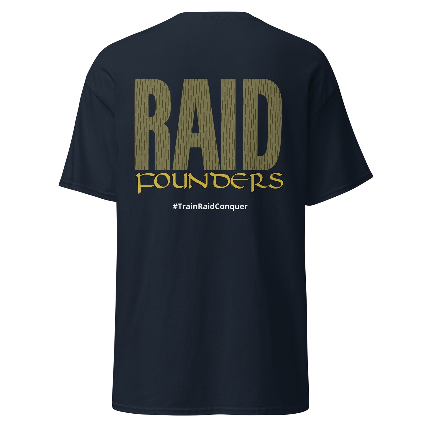 Raid Founders Green Rain T shirt, Navy colour, back view