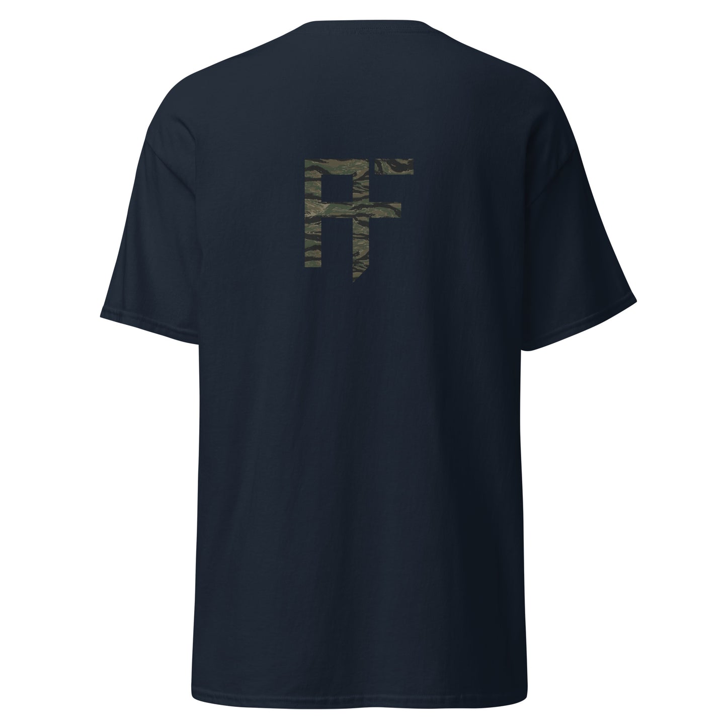 Raid Founders T SHIRT, RF Tiger logo, navy colour,  back view