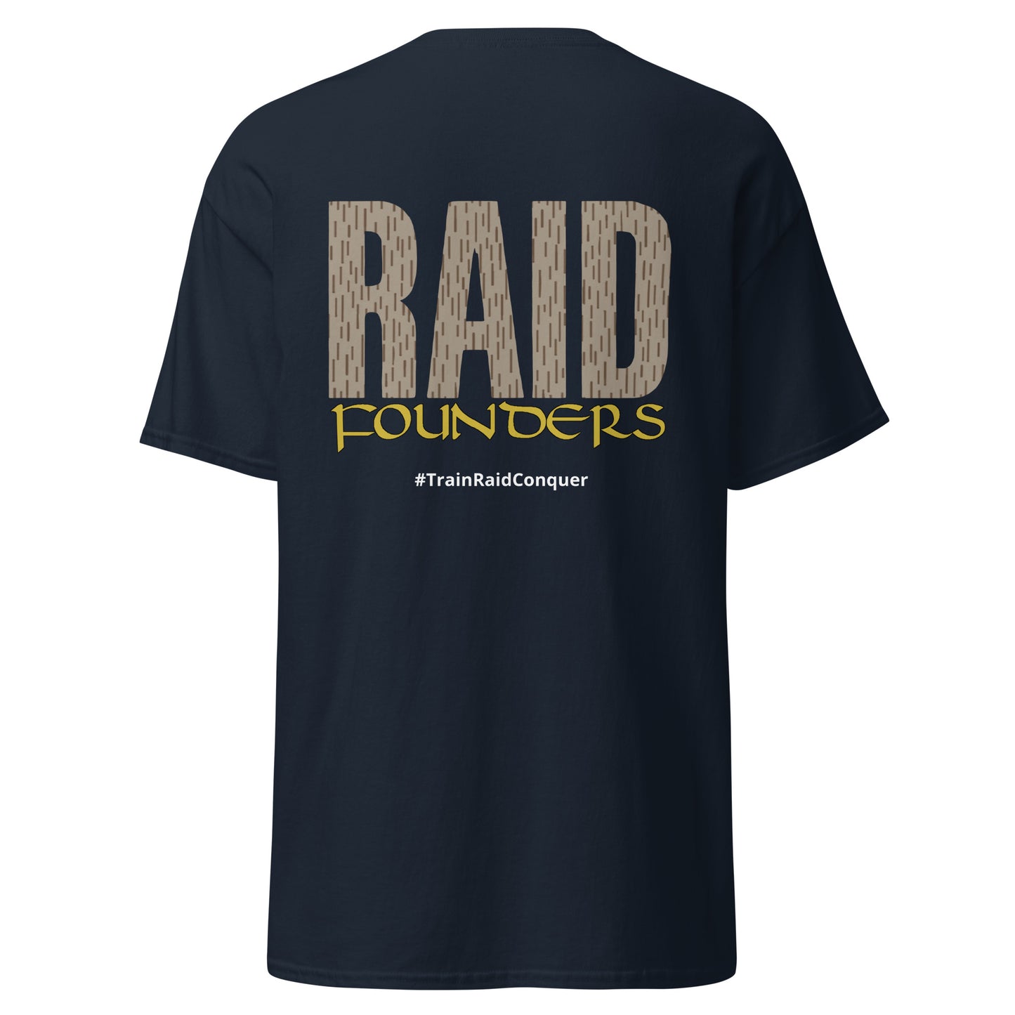 Raid Founders navy colour, desert rain, tee shirt, back view
