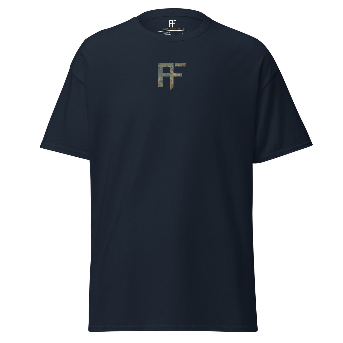 Raid Founders T SHIRT, RF Flectarn logo, navy colour,  front view