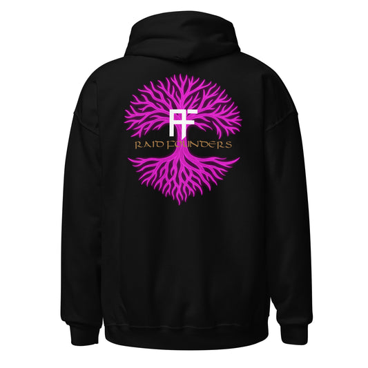 Raid Founders HOODIE - Pink Yggdrasil Unisex Hoodie in Black back view