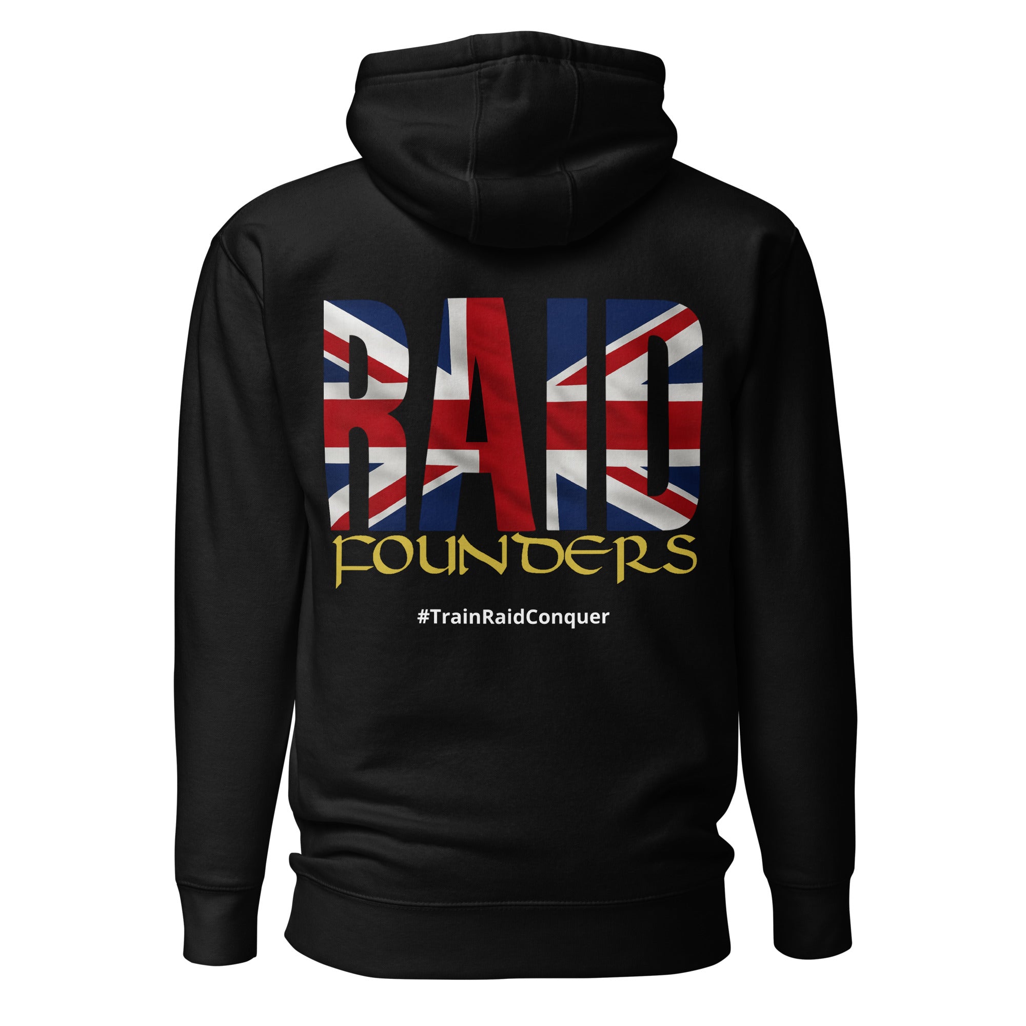 INSIGNIA HOODIE Union Jack British flag design back view - black