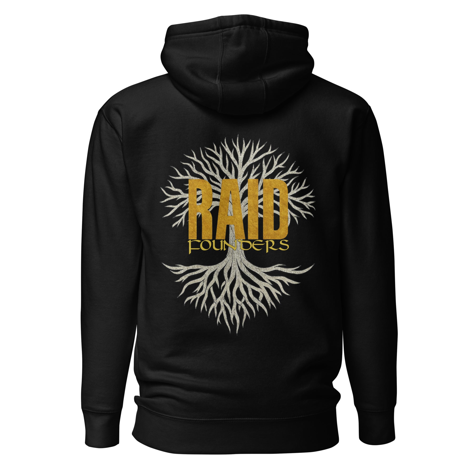 INSIGNIA GOLD HOODIE - Yggdrasil back view - Black