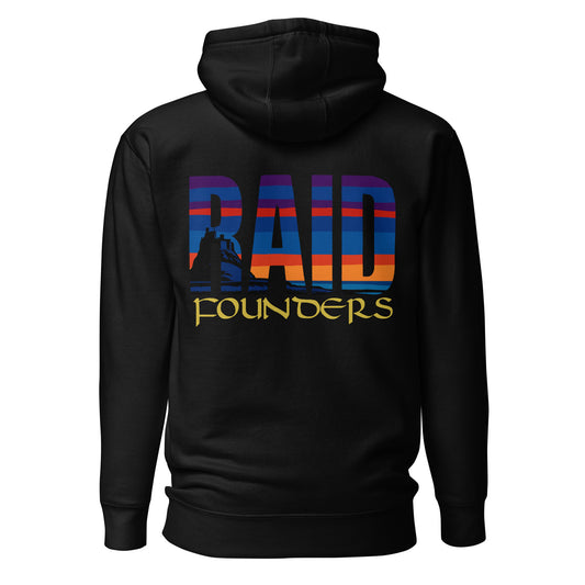 Raid Founders - Lindisfarne castle Hoodie in black, back view