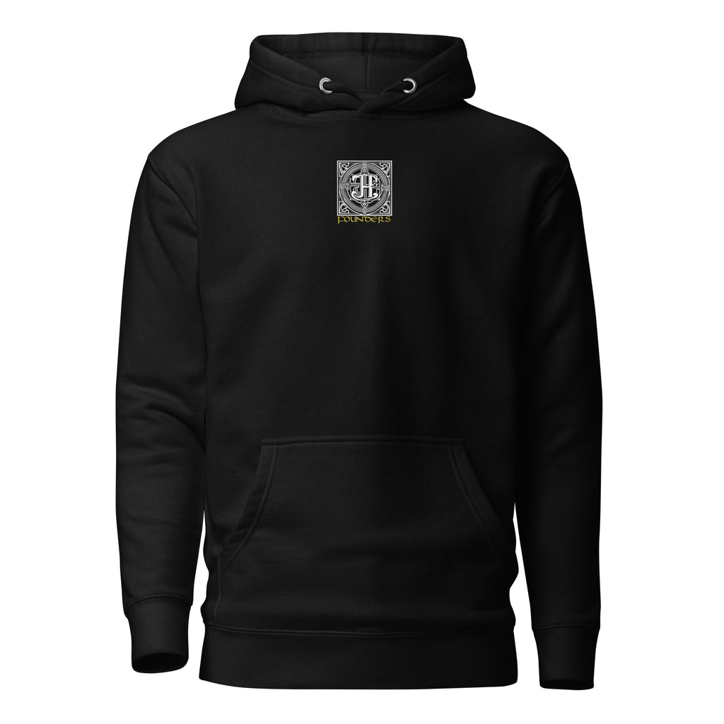Raid Founders - Warrior Hoodie in black, front view