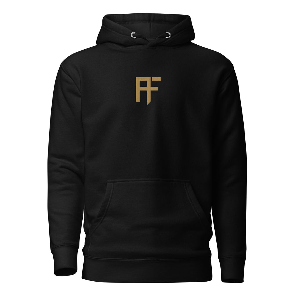 INSIGNIA HOODIE Cookies and Cream design front view - black