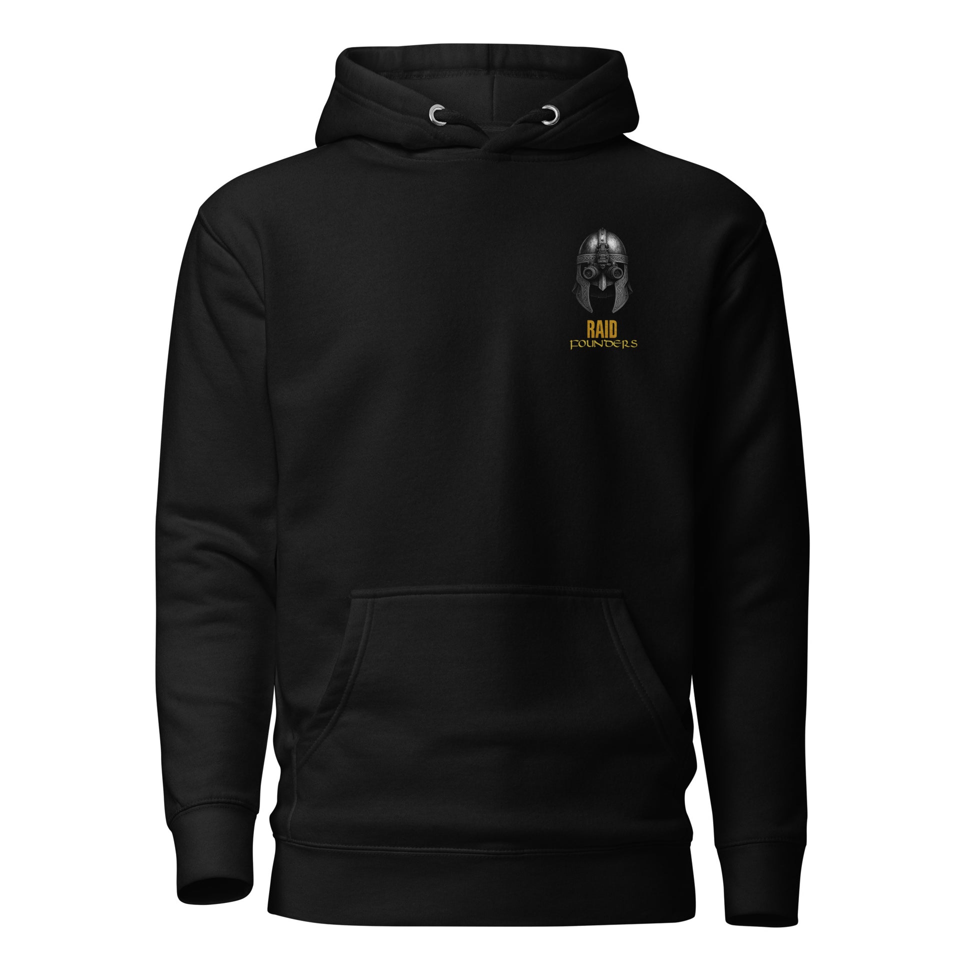 Raid Founders - NVG Hoodie in black, front view