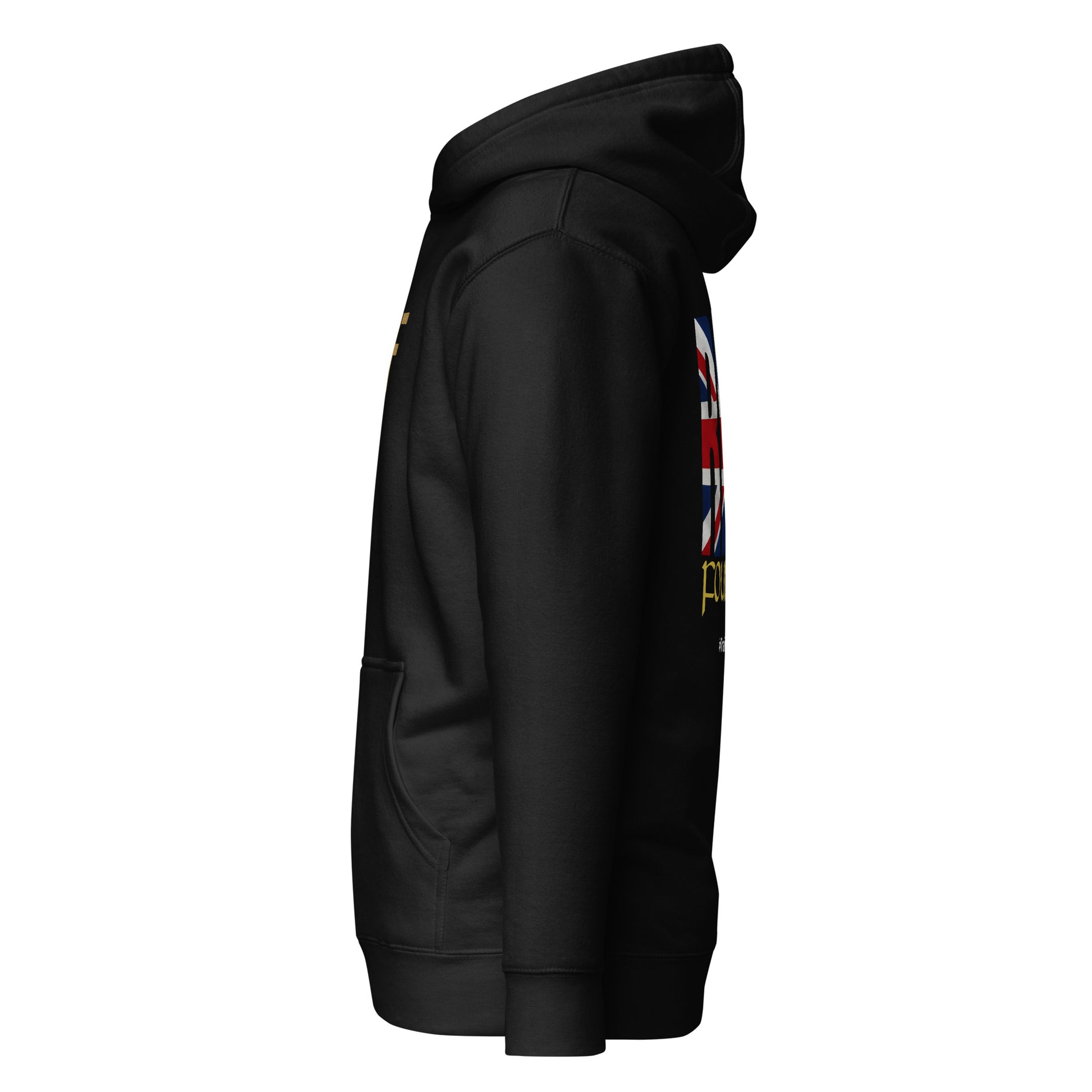 INSIGNIA HOODIE Union Jack British flag design left side view - black