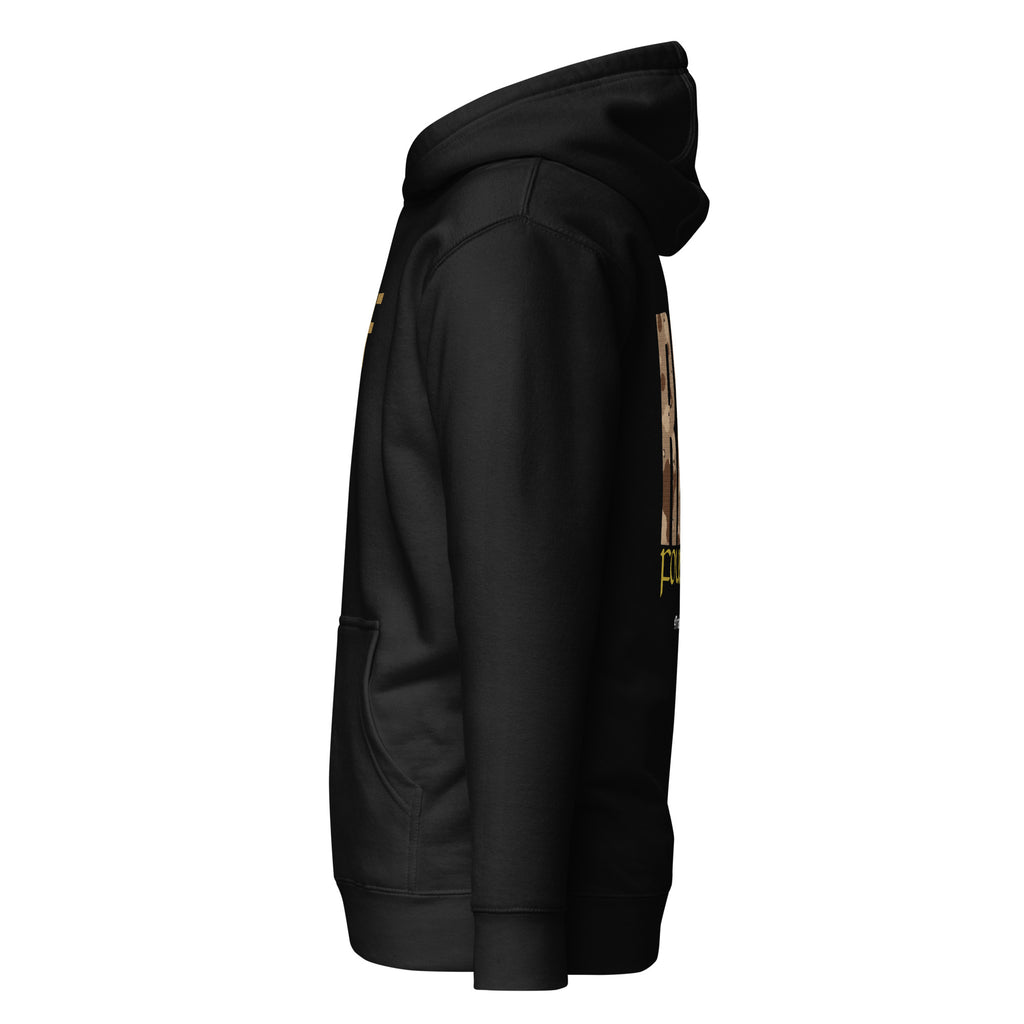INSIGNIA HOODIE Cookies and Cream design left side view - black