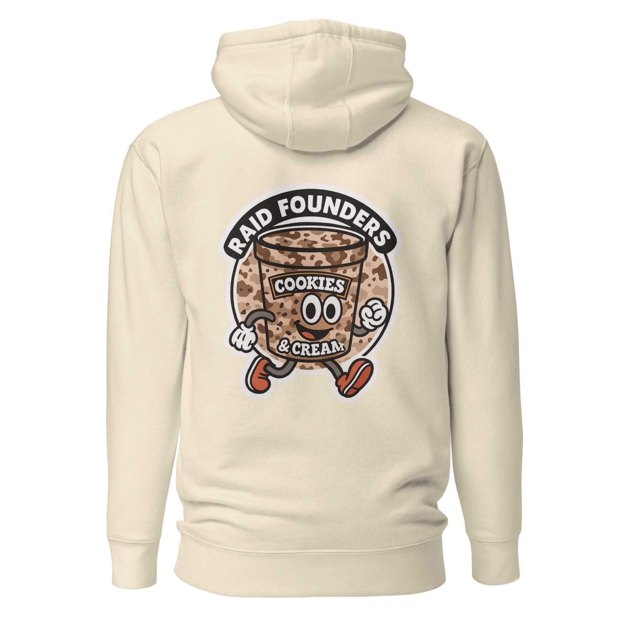 Raid Founders - Cookies and Cream Cartoon Hoodie in bone, back view