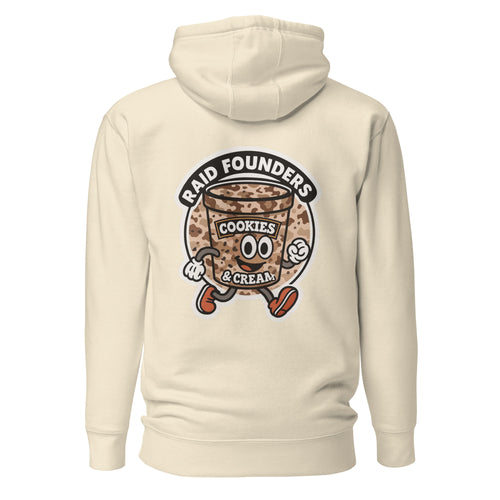 Raid Founders - Cookies and Cream Cartoon Hoodie in bone, back view