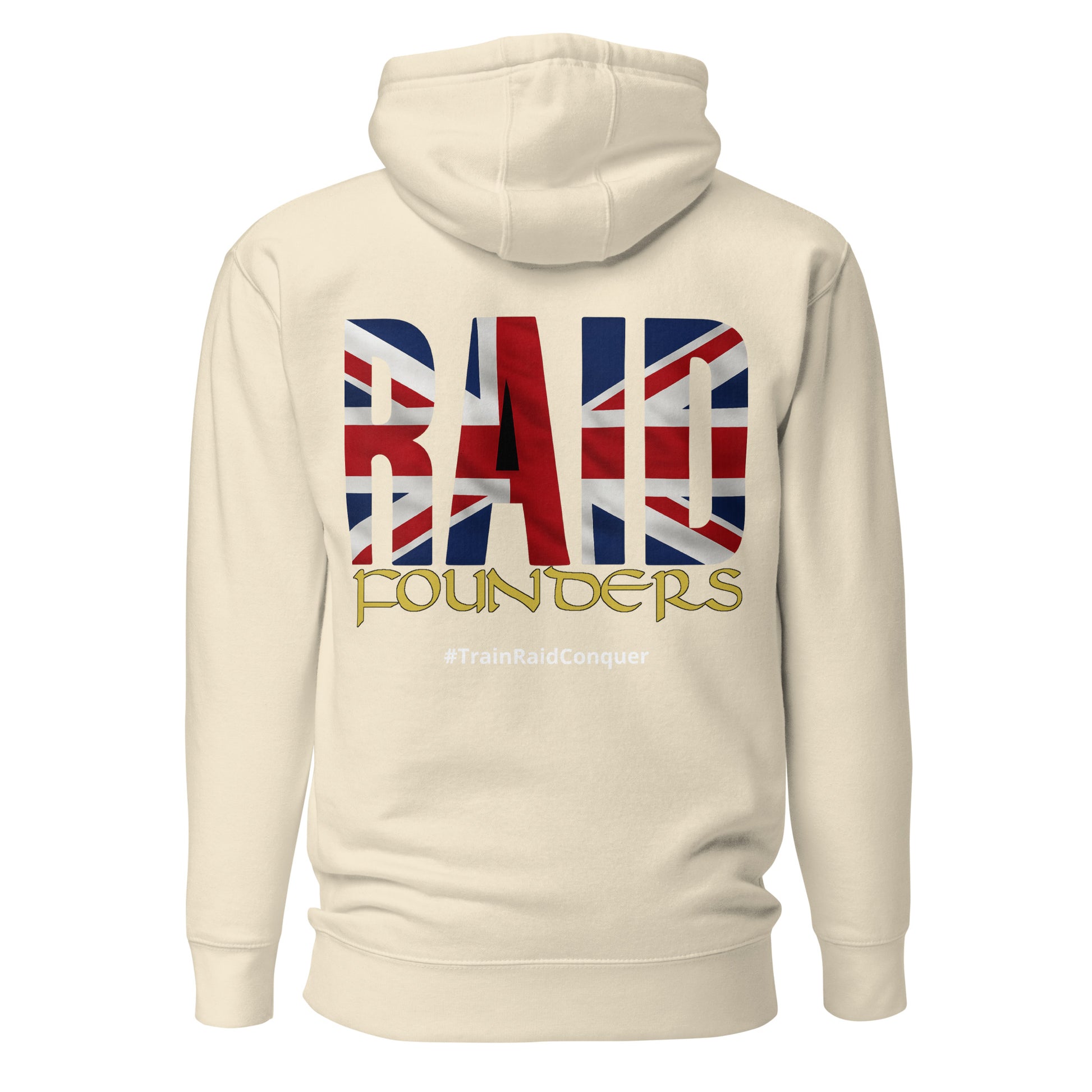 INSIGNIA HOODIE Union Jack British flag design back view - bone