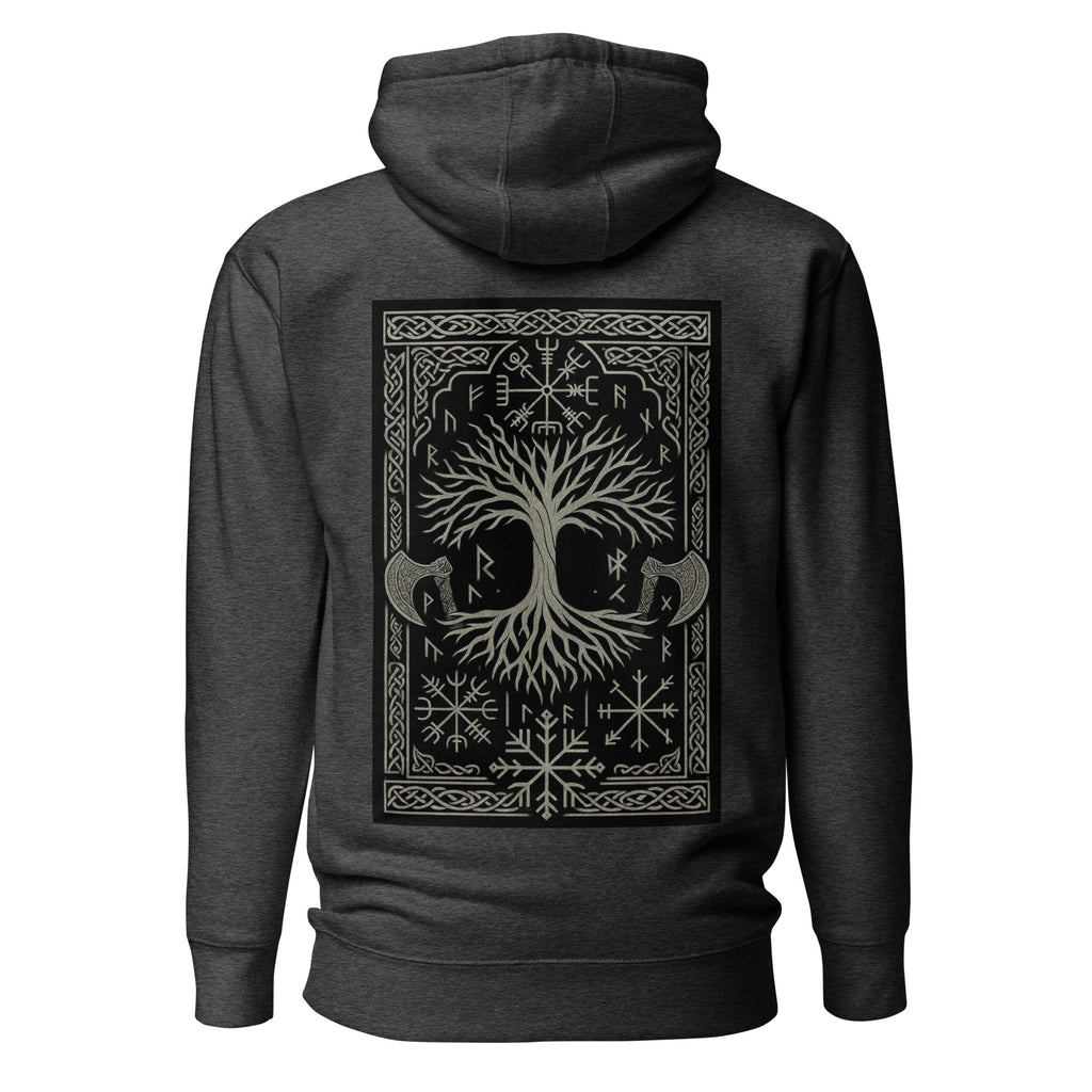Raid Founders - Warrior Hoodie in charcoal heather, back view