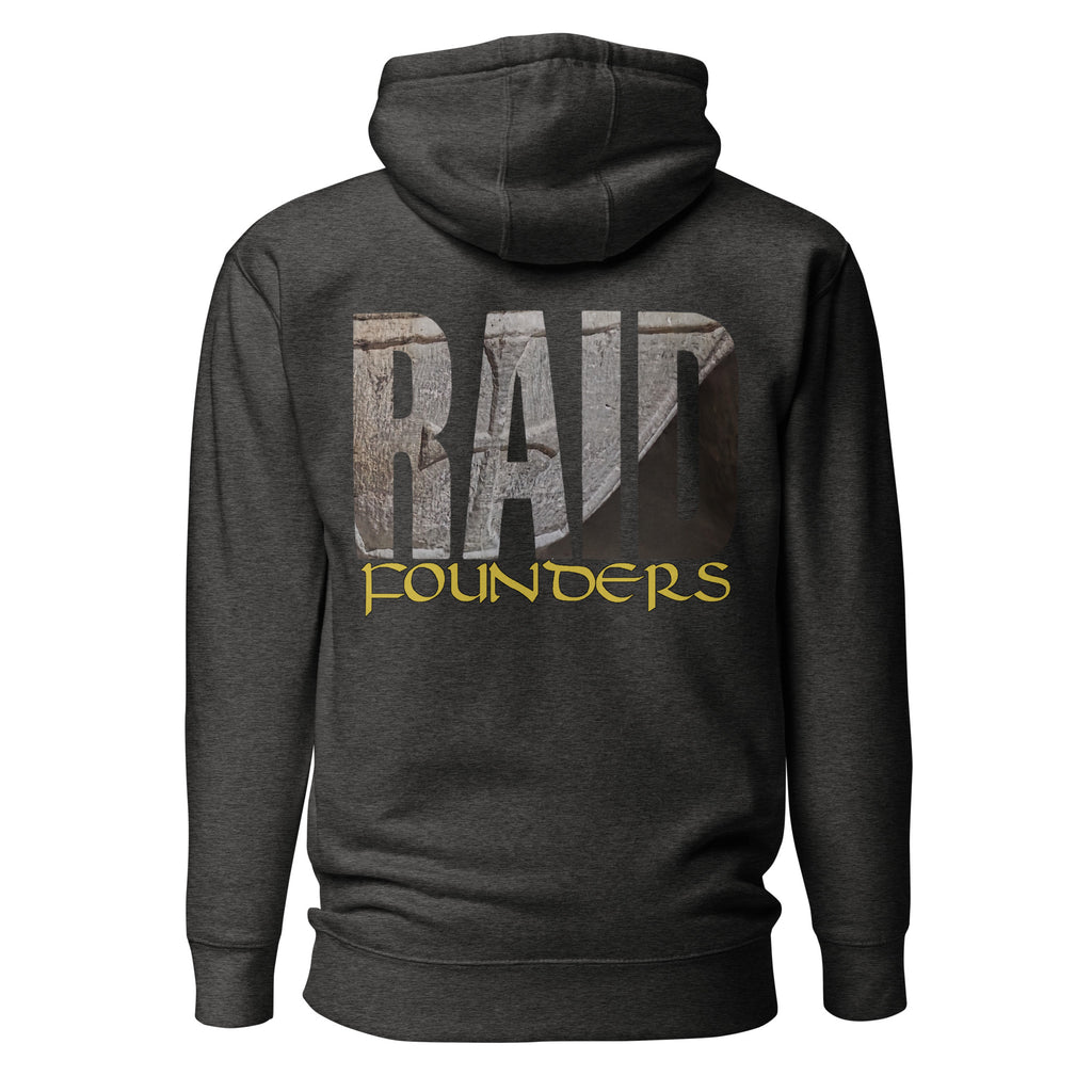 Raid Founders - St Georges Alter Hoodie in charcoal heather, back view