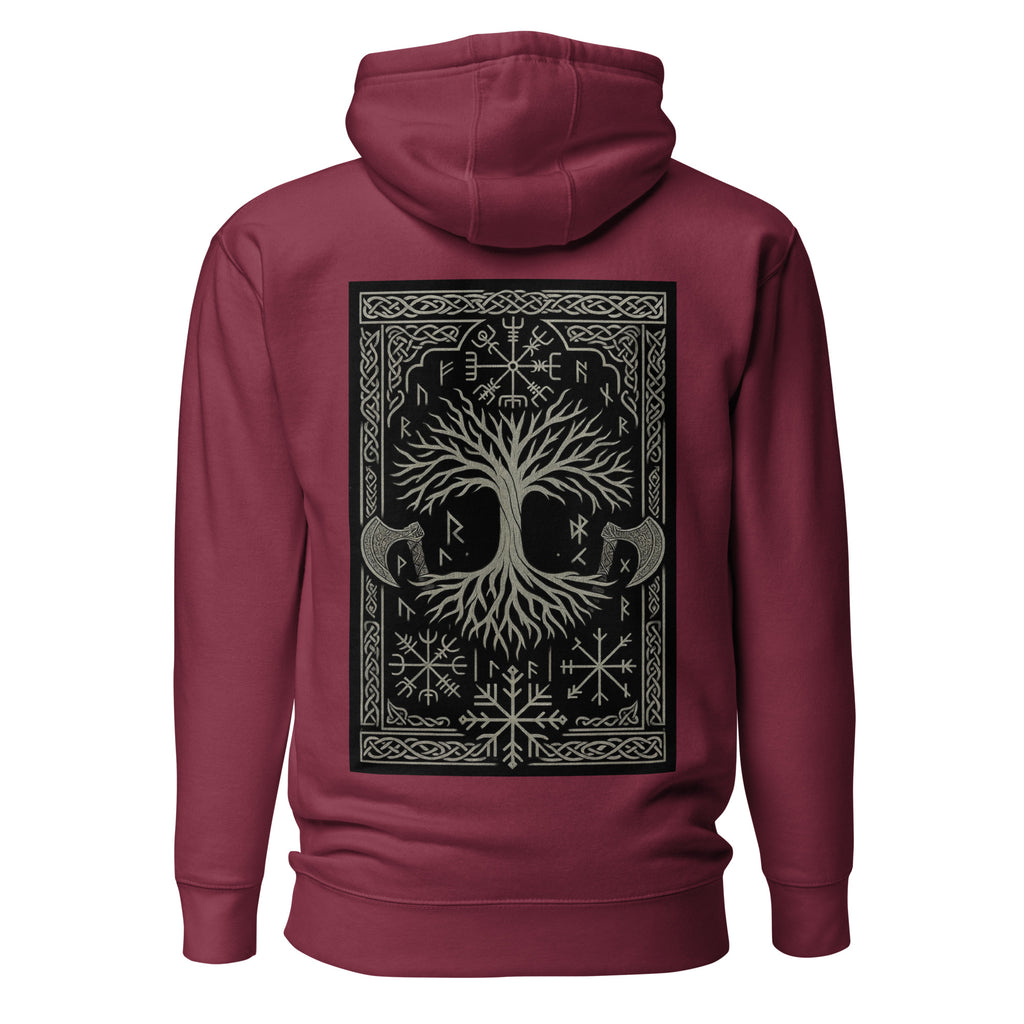 Raid Founders - Warrior Hoodie in maroon, back view