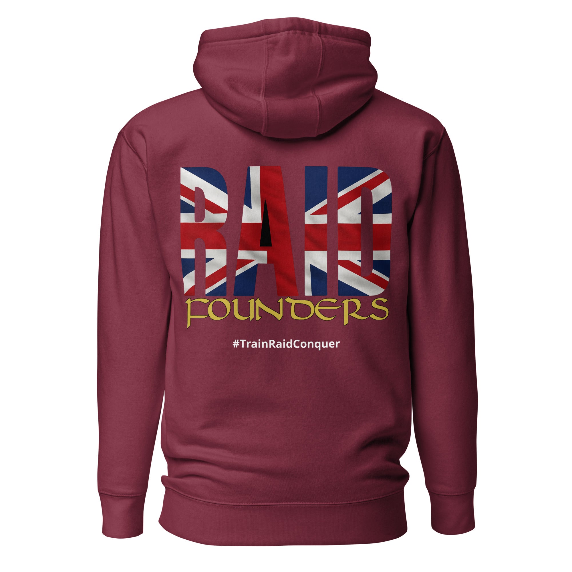 INSIGNIA HOODIE Union Jack British flag design front view - maroon