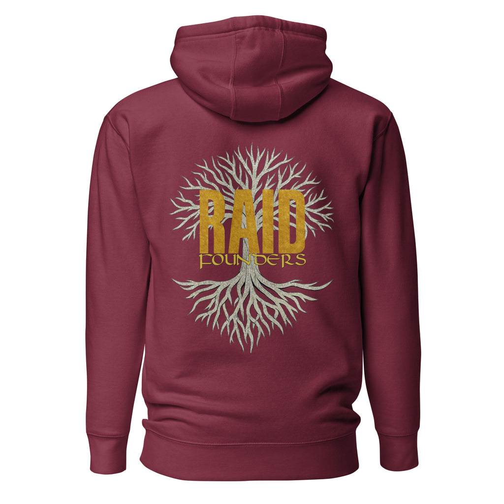 INSIGNIA GOLD HOODIE - Yggdrasil back view - Maroon