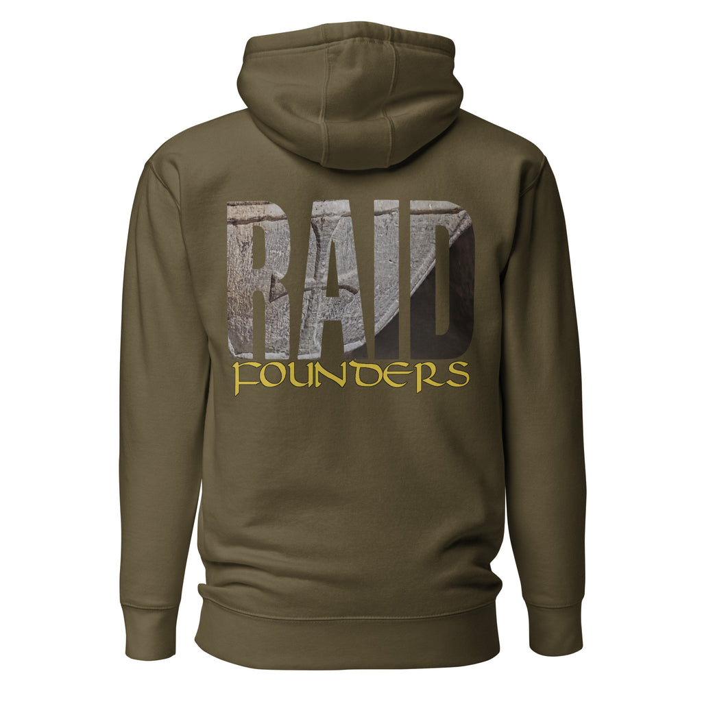 Raid Founders - St Georges Alter Hoodie in military green, back view