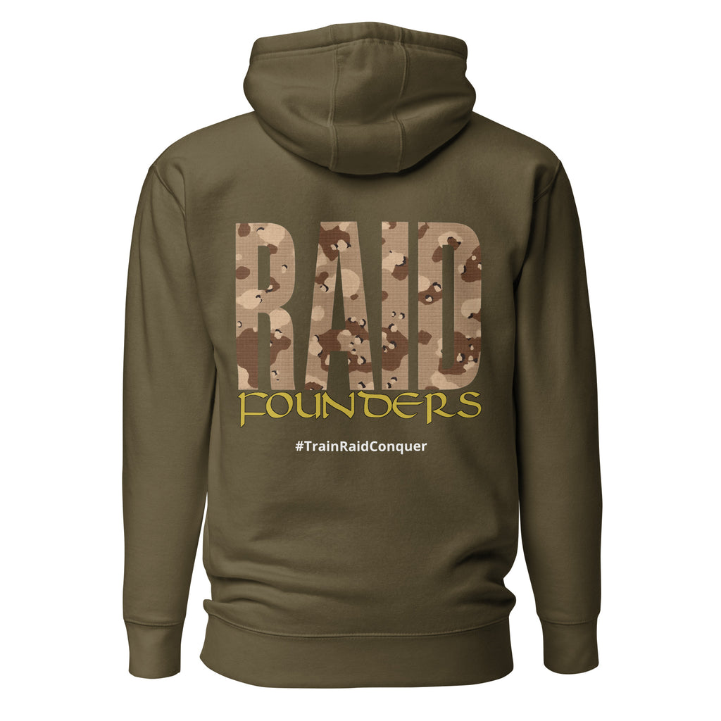 INSIGNIA HOODIE Cookies and Cream design back view - military green