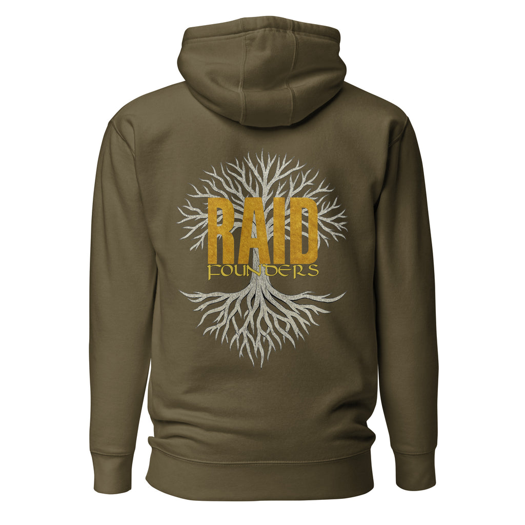 INSIGNIA GOLD HOODIE - Yggdrasil Back view - Military green