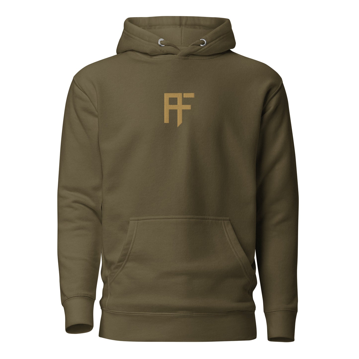 Raid Founders military green colour, broken tv logo hoodie front view