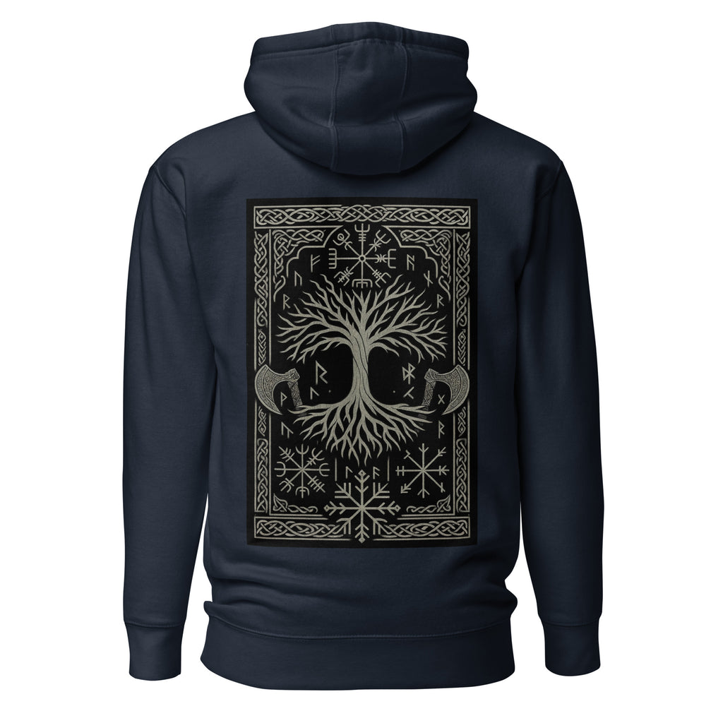 Raid Founders - Warrior Hoodie in navy, back view