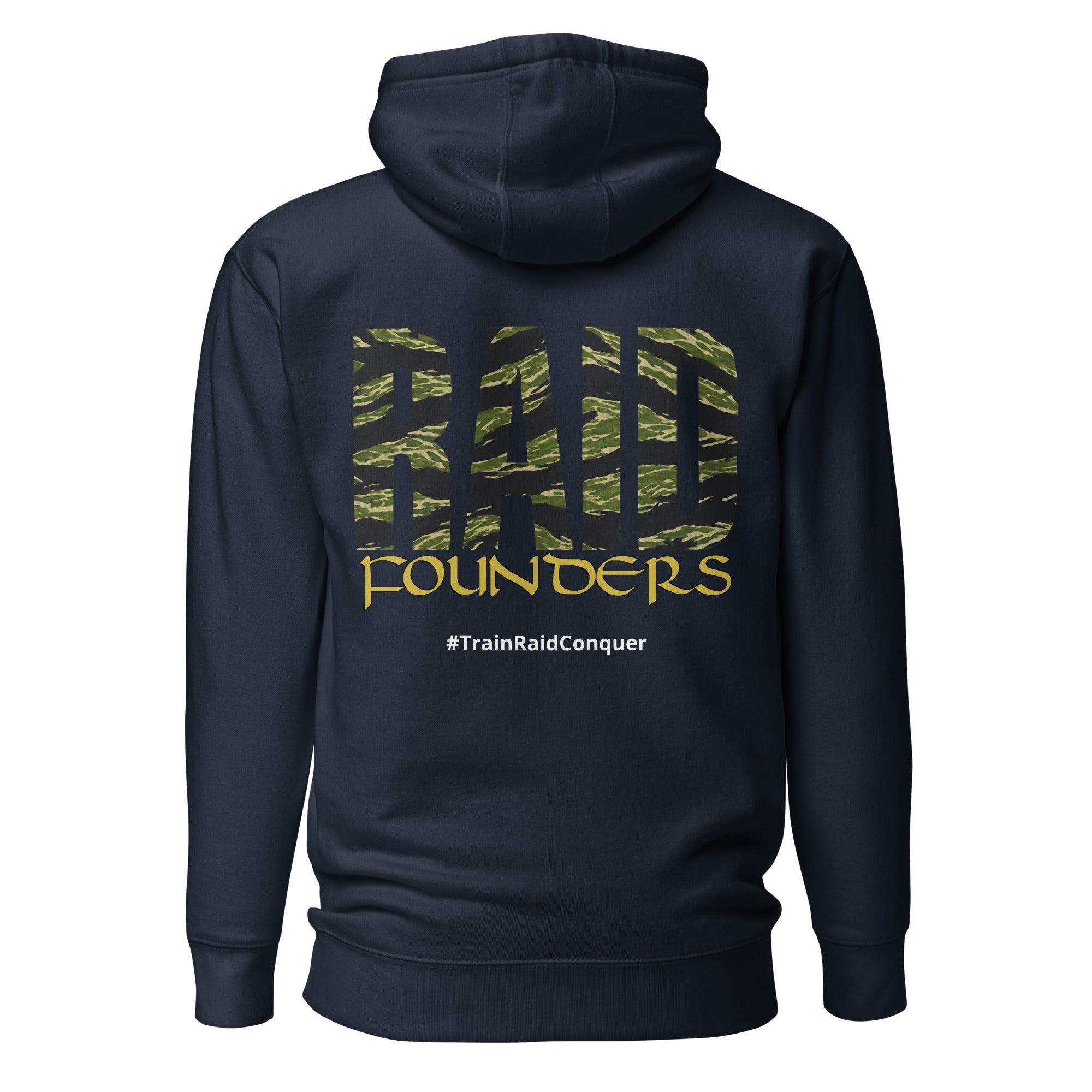 Raid Founders Tiger Hoodie in navy, back view