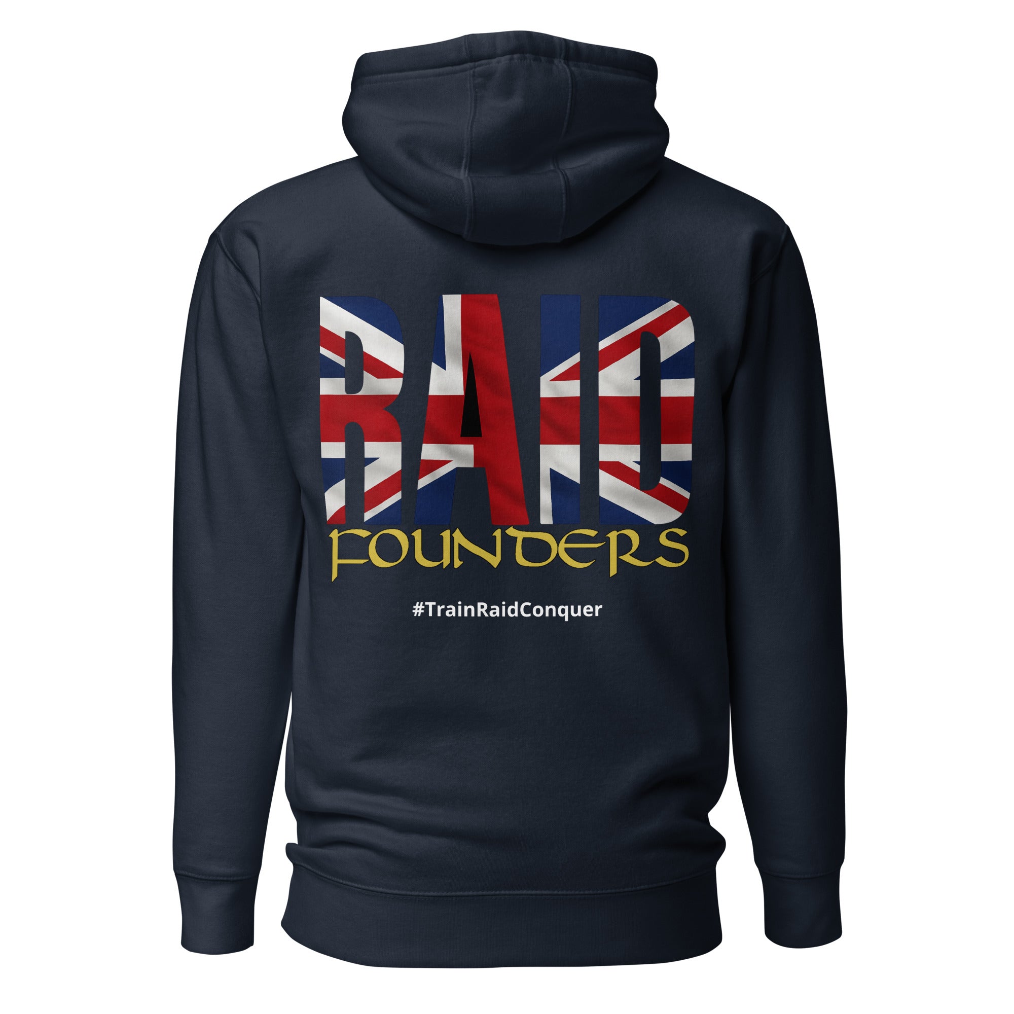 INSIGNIA HOODIE Union Jack British flag design back view - navy