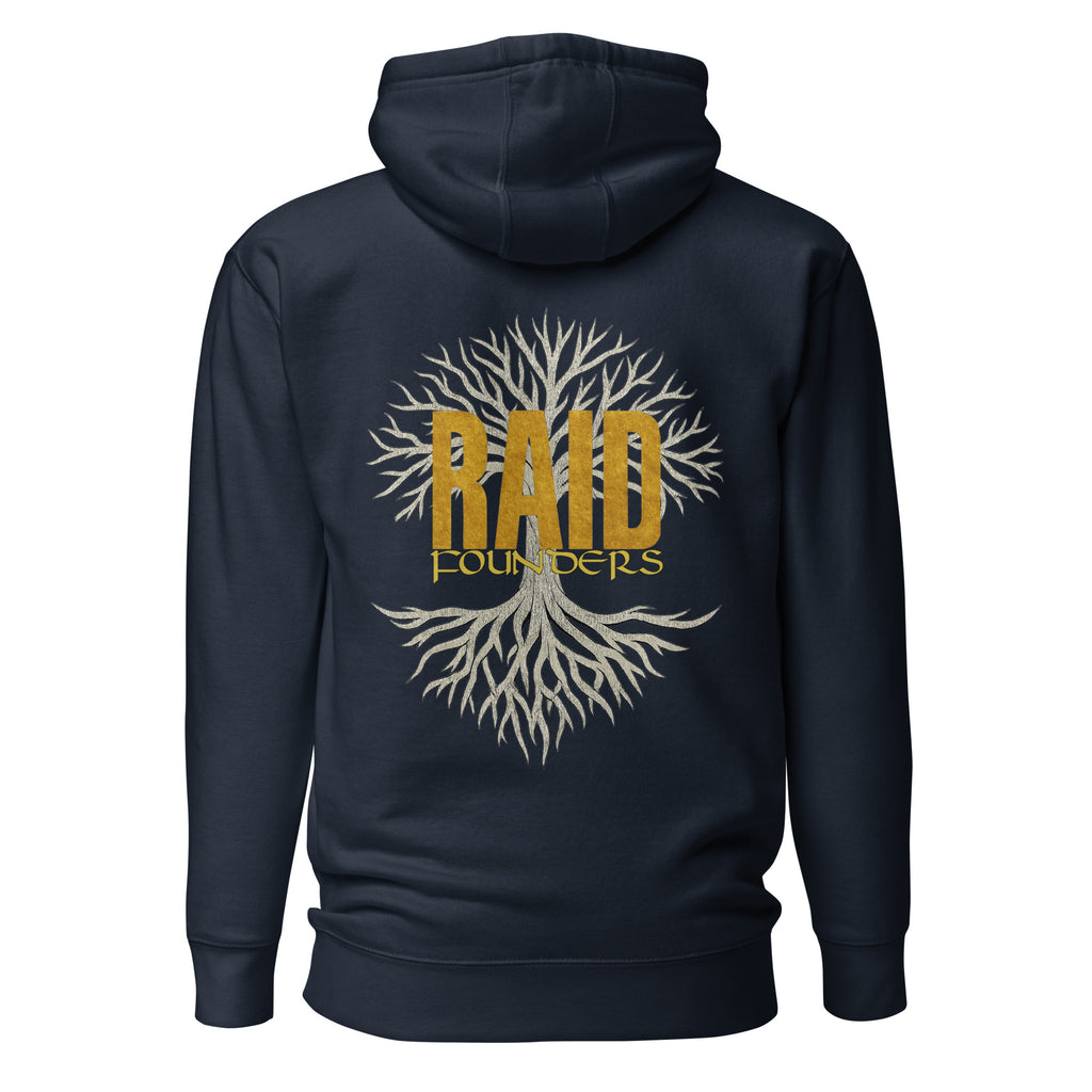 INSIGNIA GOLD HOODIE - Yggdrasil back view - Navy