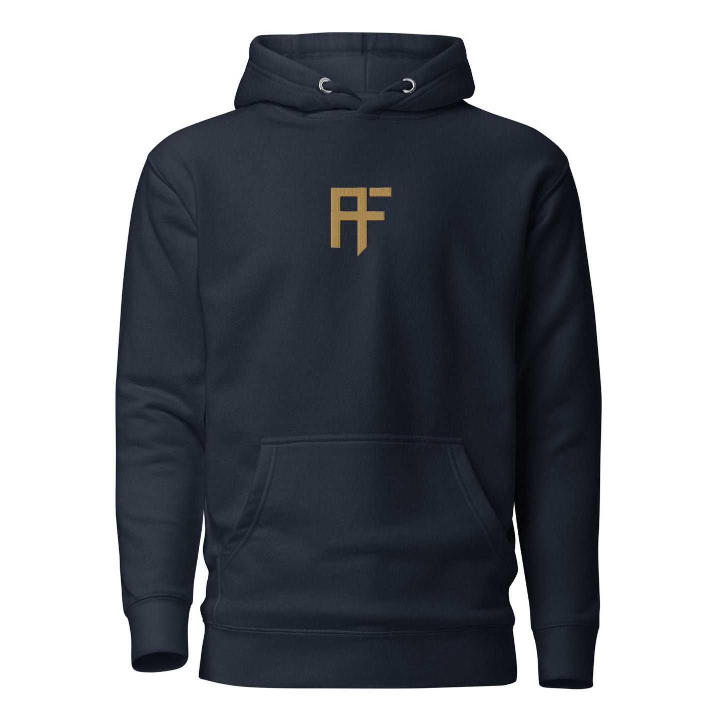 Raid Founders navy colour, broken tv logo hoodie front view