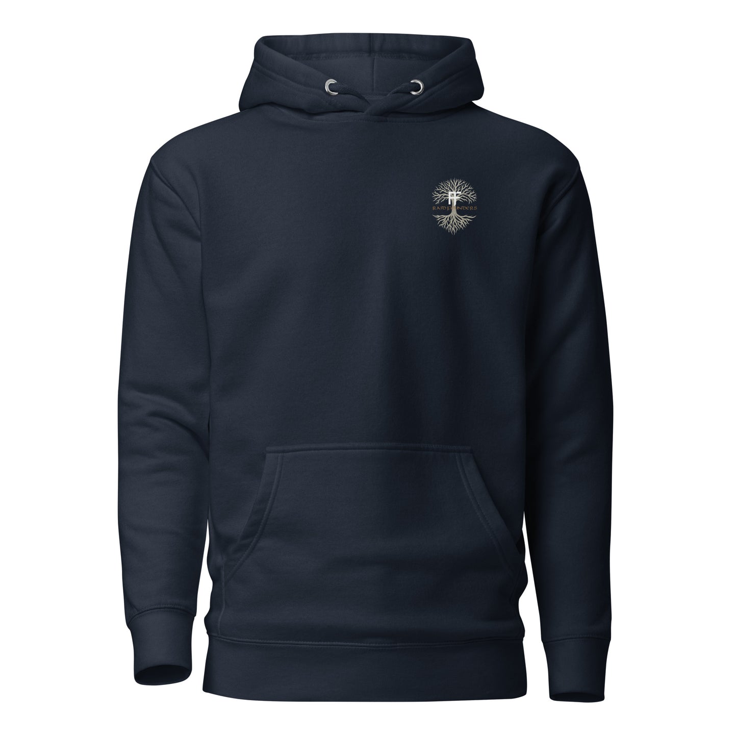 Raid Founders - Lindisfarne castle Hoodie in navy, front view