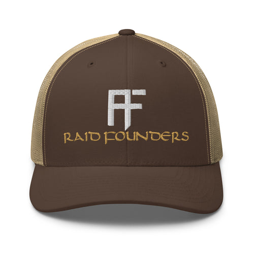 Raid Founders Trucker Cap in Brown front view