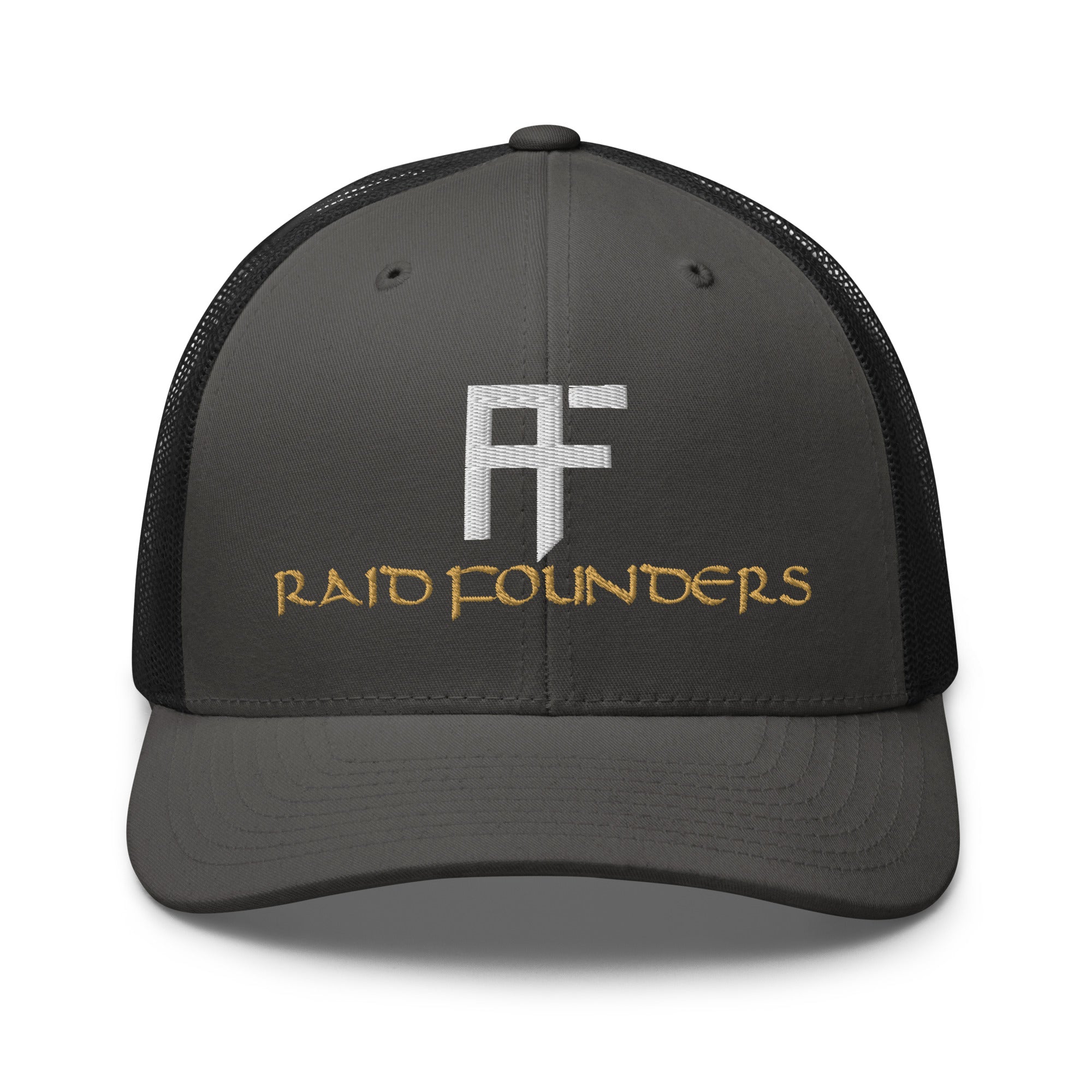RAID FOUNDERS truckers cap front view grey